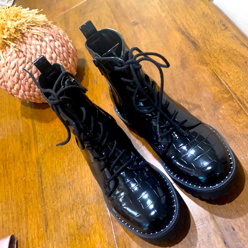 Women’s Caldwell Croc Print Combat Boots - Size 7